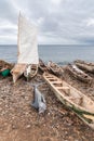 Sao Tome, wooden dugouts Royalty Free Stock Photo