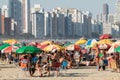 Brazilians Crowd The Beach At Sao Vicente On Summer Day