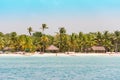 SAONA, DOMINICAN REPUBLIC - MAY 25, 2017: View of the sandy beach of the island Saona. Copy space for text.