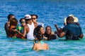 SAONA, DOMINICAN REPUBLIC - OCTOBER 29, 2015: Group of people party in water
