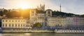 Saone river at sunset Royalty Free Stock Photo