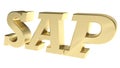 SAP brass write on white background - 3D rendering illustration