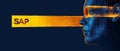 SAP - Software for automating business processes, depicted as a futuristic AI figure with digital circuits and glowing