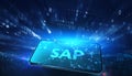 SAP System Software Automation concept on virtual screen data center. Business, modern technology, internet and networking concept