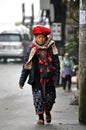 Red Dao ethnic minority woman with turban in Sapa, Vietnam Royalty Free Stock Photo