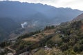 Sapa town viewing from aerial, the transporation to Fansipan cable car station in Sapa town, Vietnam