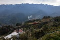 Sapa town viewing from aerial, the transporation to Fansipan cable car station in Sapa town, Vietnam Royalty Free Stock Photo