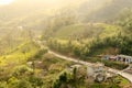 Sapa valley city in the mist in the morning, Vietnam Royalty Free Stock Photo