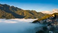 Sapa valley city in the mist in the morning, Vietnam Royalty Free Stock Photo