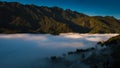 Sapa valley city in the mist in the morning, Vietnam