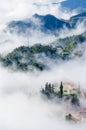 Sapa valley city in the mist in the morning, Vietnam Royalty Free Stock Photo