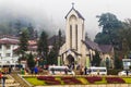 SAPA, VIETNAM - JAN 1 2018: Stone Church at downtown in Sapa, Vietnam. Sapa is a beautiful, mountainous town in northern Vietnam a Royalty Free Stock Photo