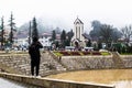 SAPA, VIETNAM - JAN 1 2018: Stone Church at downtown in Sapa, Vietnam. Sapa is a beautiful, mountainous town in northern Vietnam a Royalty Free Stock Photo