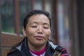 Portrait hmong ethnic woman on the street market in mountain village Sapa, North Vietnam