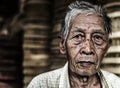 Old man selling basket in local market in Sapa, Vietnam