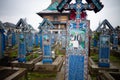 Sapanta, Maramures, May the 1st, Traditional grave in the Merry Cemetery in Maramures