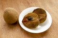 Sapodilla Crossections and Seed In Plate