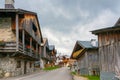 Sappada`s wooden houses in Italy Royalty Free Stock Photo