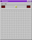 Sapper retro game interface. Computer classic pixel logic fun with numbers and bombs.
