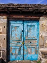 Sapphire blue door in old building