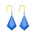 Sapphire blue drop earring, jewelry related icon, flat design