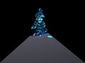 Sapphire blue fragments floating of the black pyramid