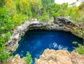 Sapphire Blue Hole at the island of Eleuthera,  Bahamas Royalty Free Stock Photo