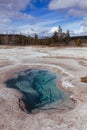 Sapphire-Colored Hot Spring in Upper Geyser Basin of Yellowstone National Park Royalty Free Stock Photo