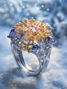 sapphire and diamond star in this ring, AI Generative Royalty Free Stock Photo