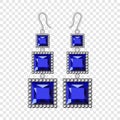 Sapphire earrings mockup, realistic style Royalty Free Stock Photo