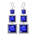 Sapphire earrings mockup, realistic style Royalty Free Stock Photo