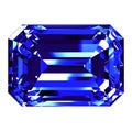 Sapphire Emerald Cut Over White Background