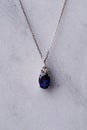 Sapphire pendant with platinum necklace