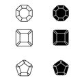 Sapphire precious jewels icon vector set. Geometric gems diamonds illustration sign collection. Gem symbol.