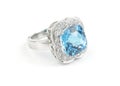 Sapphire ring with diamonds Royalty Free Stock Photo