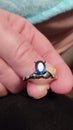 Sapphire set in Sterling Silver Ring Royalty Free Stock Photo