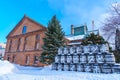 Sapporo Beer Museum with Snow in winter season. landmark and popular for attractions in Hokkaido, Japan. Travel and Vacation