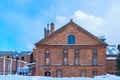 Sapporo Beer Museum with Snow in winter season. landmark and popular for attractions in Hokkaido, Japan. Travel and Vacation