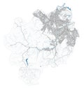 Sapporo city map. Detailed map of administrative area, land panorama