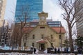 Sapporo Clock tower with Snow in winter season. landmark and popular for attractions in Hokkaido, Japan. Travel and Vacation