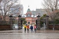 Unidentitied tourist with Beautiful architecture from in front of former Hokkaido government office building Royalty Free Stock Photo