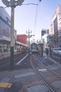 SAPPORO HOKKAIDO, JAPAN - NOV 2018 : loop line, local public car in Sapporo city Royalty Free Stock Photo