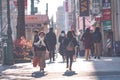 SAPPORO HOKKAIDO, JAPAN - NOV 2018 : people walking on street in rush hour at Susukino District in the winter season