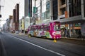 Sapporo hokkaido japan - october8,2018 : street car tram approaching to station in sapporo city hokkaido island northern japan Royalty Free Stock Photo