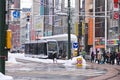 SAPPORO, JAPAN - JAN 13, 2017: Tram in Sapporo downtown Royalty Free Stock Photo