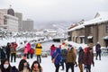 Sapporo, Japan - January 15, 2017 : Landmark of Otaru city and tourist snowing and cover city at winter time