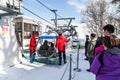 Sapporo, Japan, January 28, 2018: The Okurayama Jump Ski Observatory Deck offers spectacular view of Sapporo city and can be Royalty Free Stock Photo