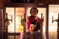 SAPPORO, Japan - MAY 05, 2016: a waitress serve a beer in Sapporo beer musuem in Sapporo, Hokkaido, Japan