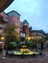 Sapporo,Japan-October 2018: Local chocolate company building, Shiroi Koibito Park with colorful parasol and fountain Royalty Free Stock Photo