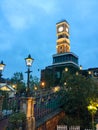 Sapporo,Japan-October 2018: Night view of local chocolate company building, Shiroi Koibito Park Bridge, Hokkaido Royalty Free Stock Photo